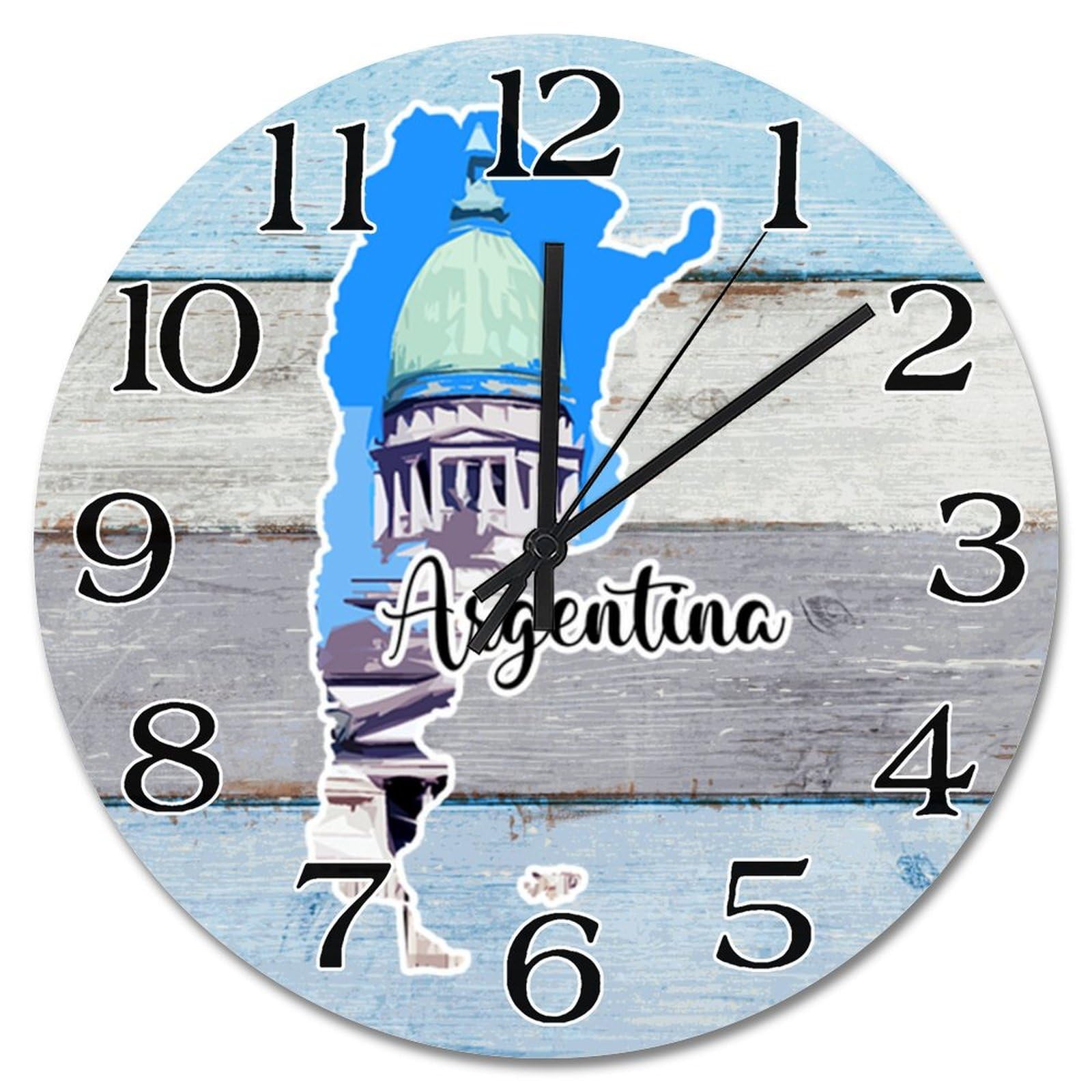 Horloge murale en bois authentique paysage Argentine, décoration d'intérieur premium
