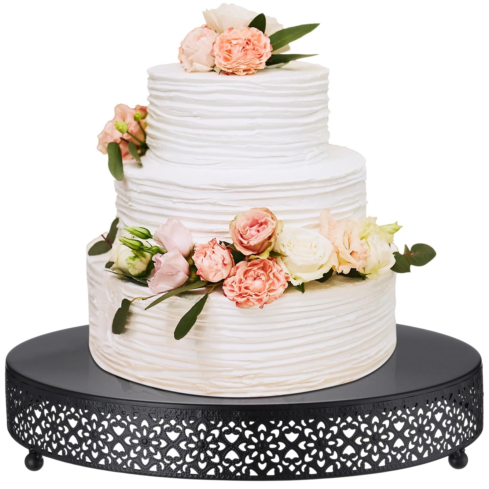 Wenqik Tortenständer, rund, Metall, für Cupcakes, Desserts, Hochzeit, Kuchen, Kekse, Präsentationshalter, Obst-Serviertablett für Tisch, Hochzeit, Geburtstag, Jahrestag, Party, Schwarz, 35,6 cm