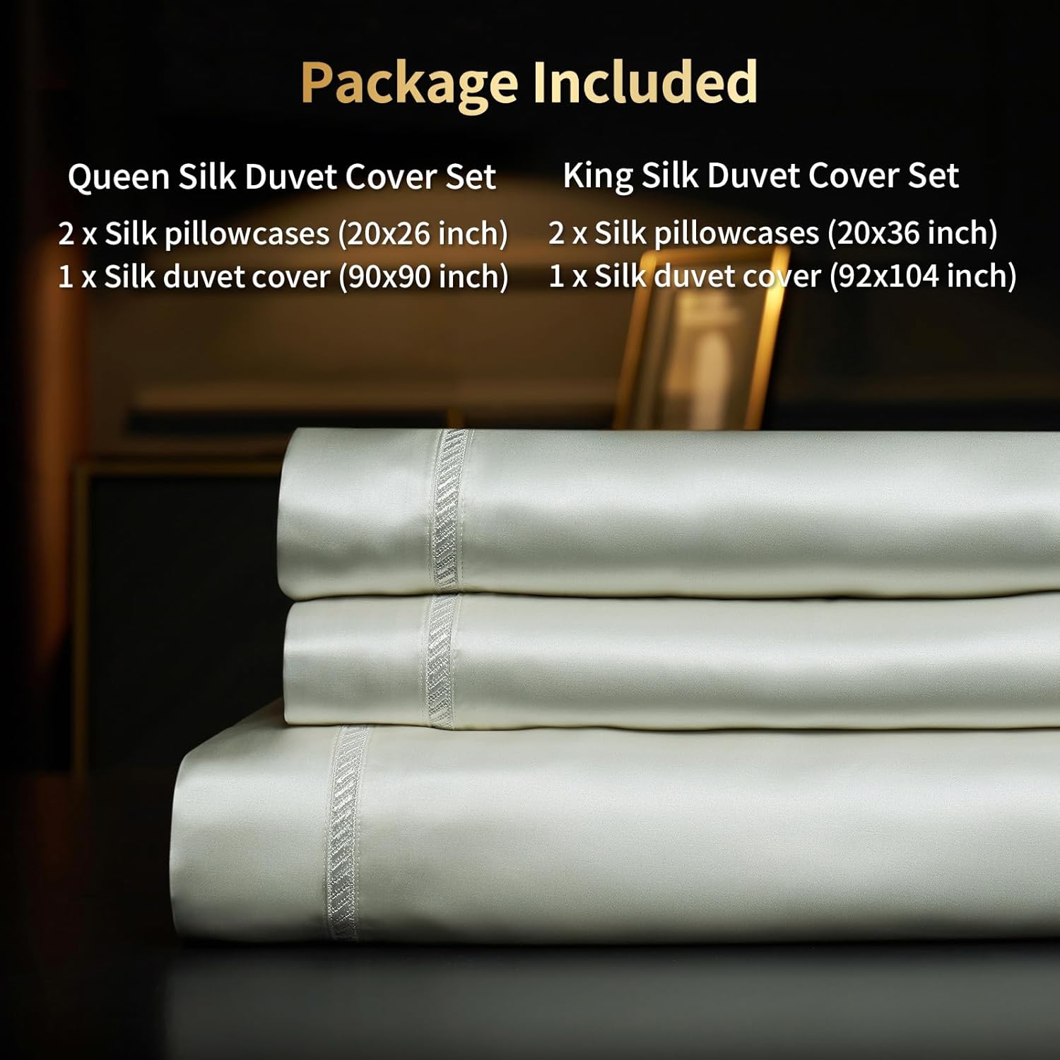 YOUR MOON 25 Momme Mulberry Silk Duvet Cover Queen Size, 3 PCS Set Top Grade Luxury Mulberry Silk Duvet Cover with Buttons Closure —1 Duvet Cover and 2 Pillow Shams (White)