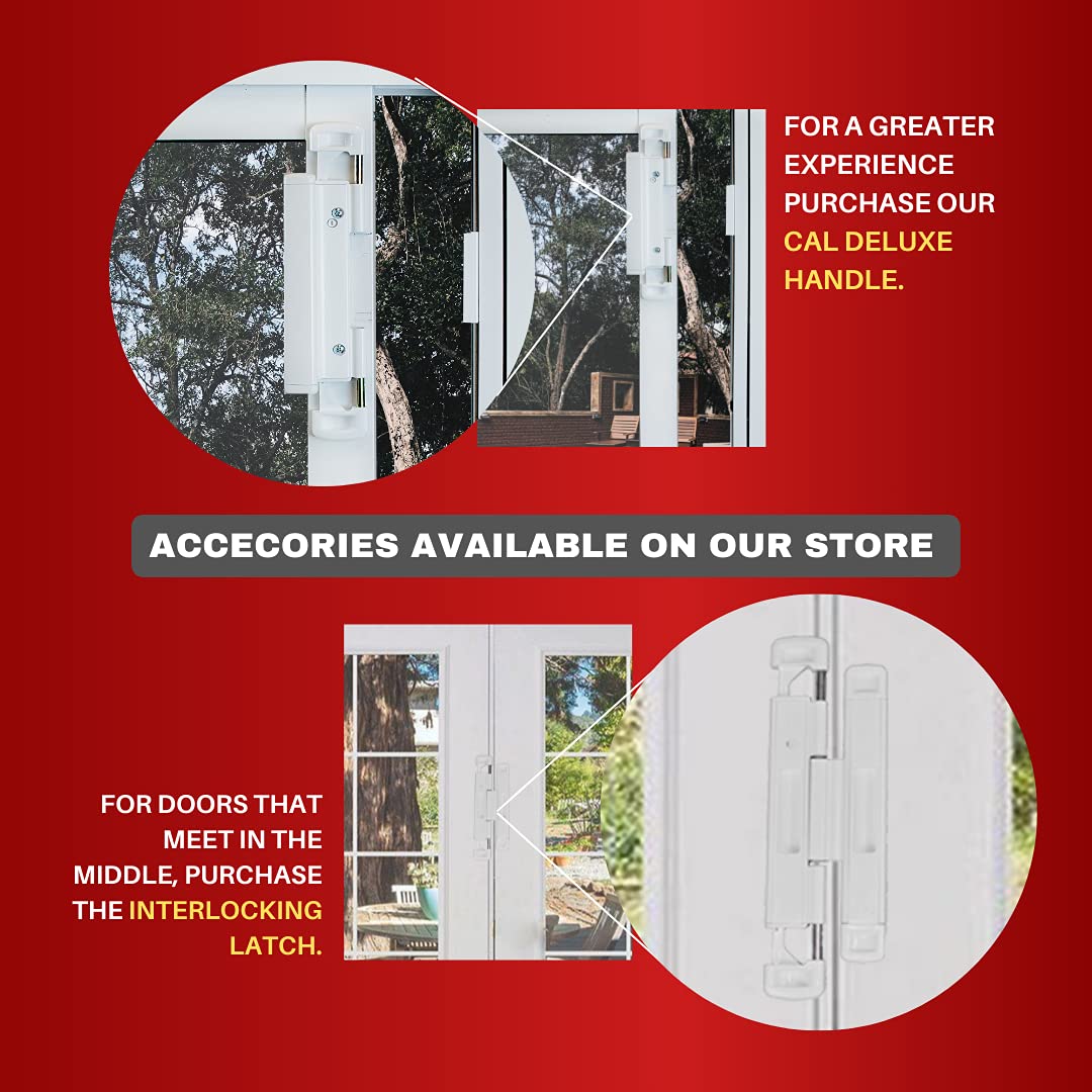 CAL Double Bolt Lock - Sliding Patio Door Locks - Child Proof Sliding Door Lock with Anti Lift Security Lock - Replaces Sliding Door Security Bar - Adjustable & Fits Most Doors (Gray)
