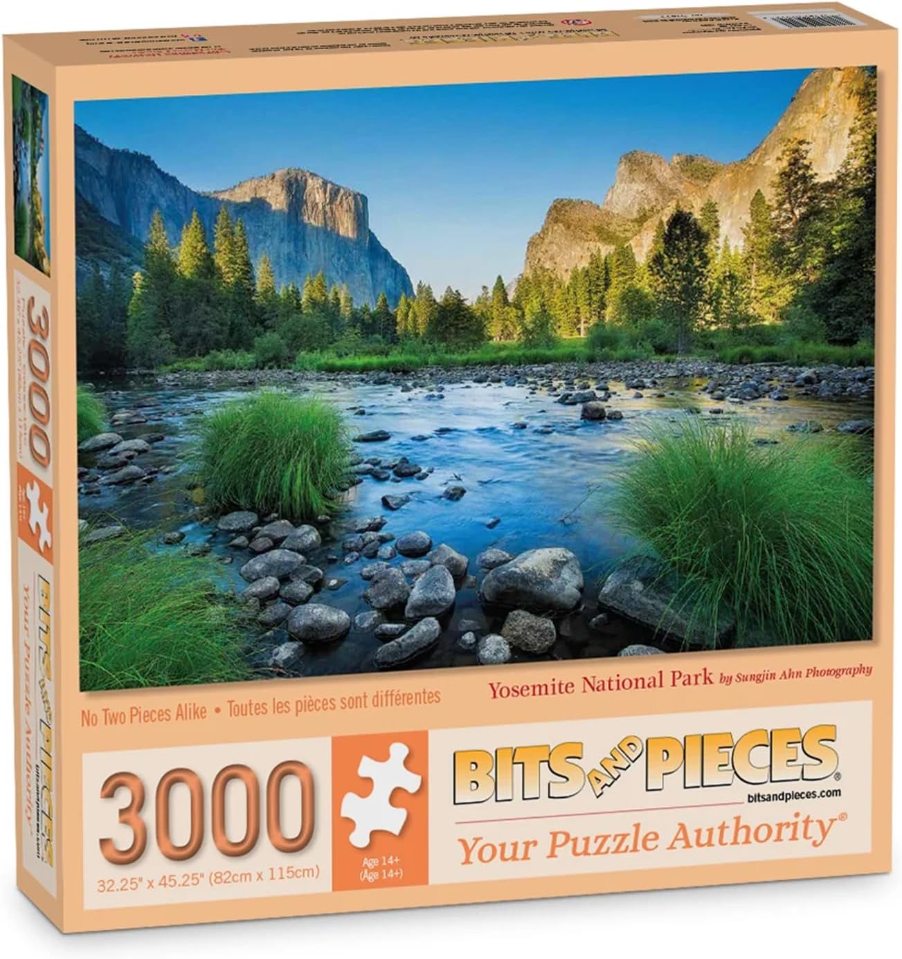 Bits and Pieces 3000 Piece Puzzles for Adults - Large 32" x 45" Jigsaw Puzzles 3000 Pieces River Mountain Landscape, Random Die Cut, No 2 Pieces Alike, Yosemite National Park