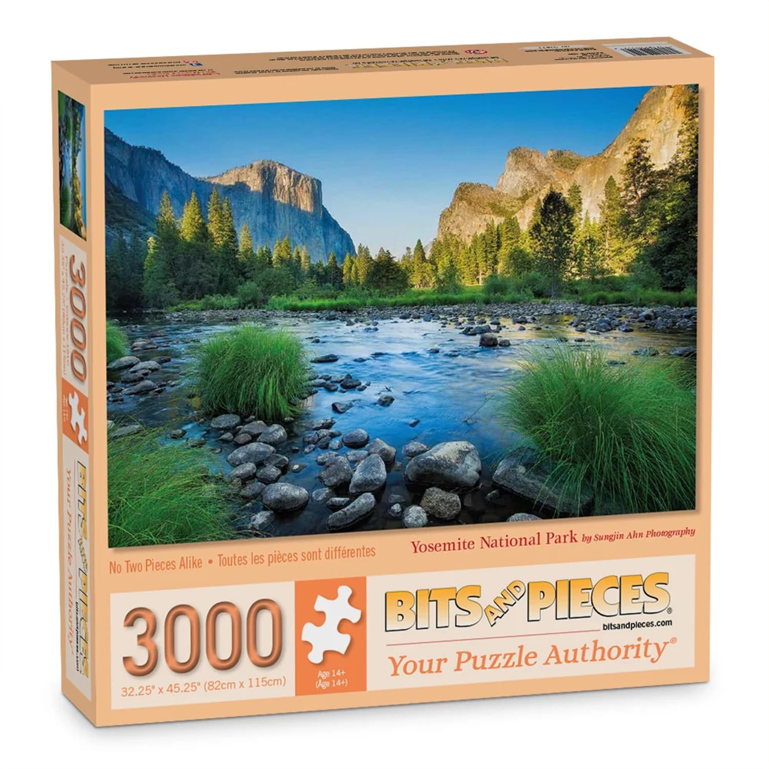 Bits and Pieces Puzzles de 3000 pièces pour adultes – Grand puzzle de 81,3 x 114,3 cm – Paysage de montagne de rivière – Découpe aléatoire – Pas de 2 pièces identiques, parc national de Yosemite