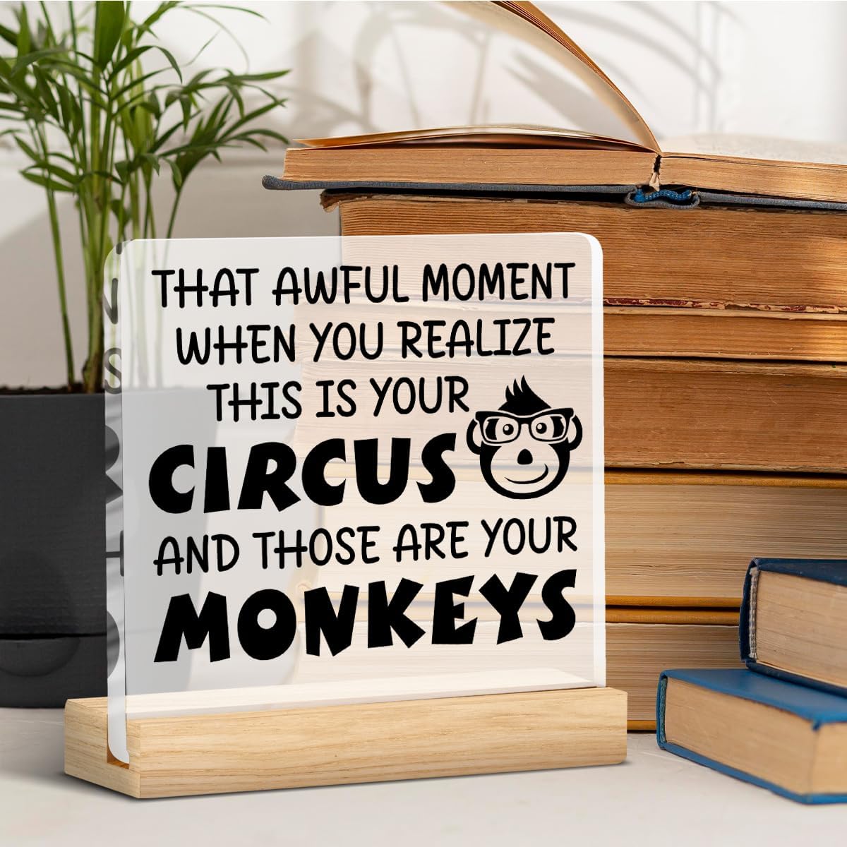 Boss Gifts for Women Men, Funny Boss Office Desk Decorative Sign, Those Are Your Monkeys Acrylic Plaque Sign for Home Office Cubicle image 4
