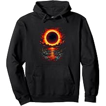 Black Eclipse at Sunset a sea shore with clouds, cliffs Sun Pullover Hoodie
