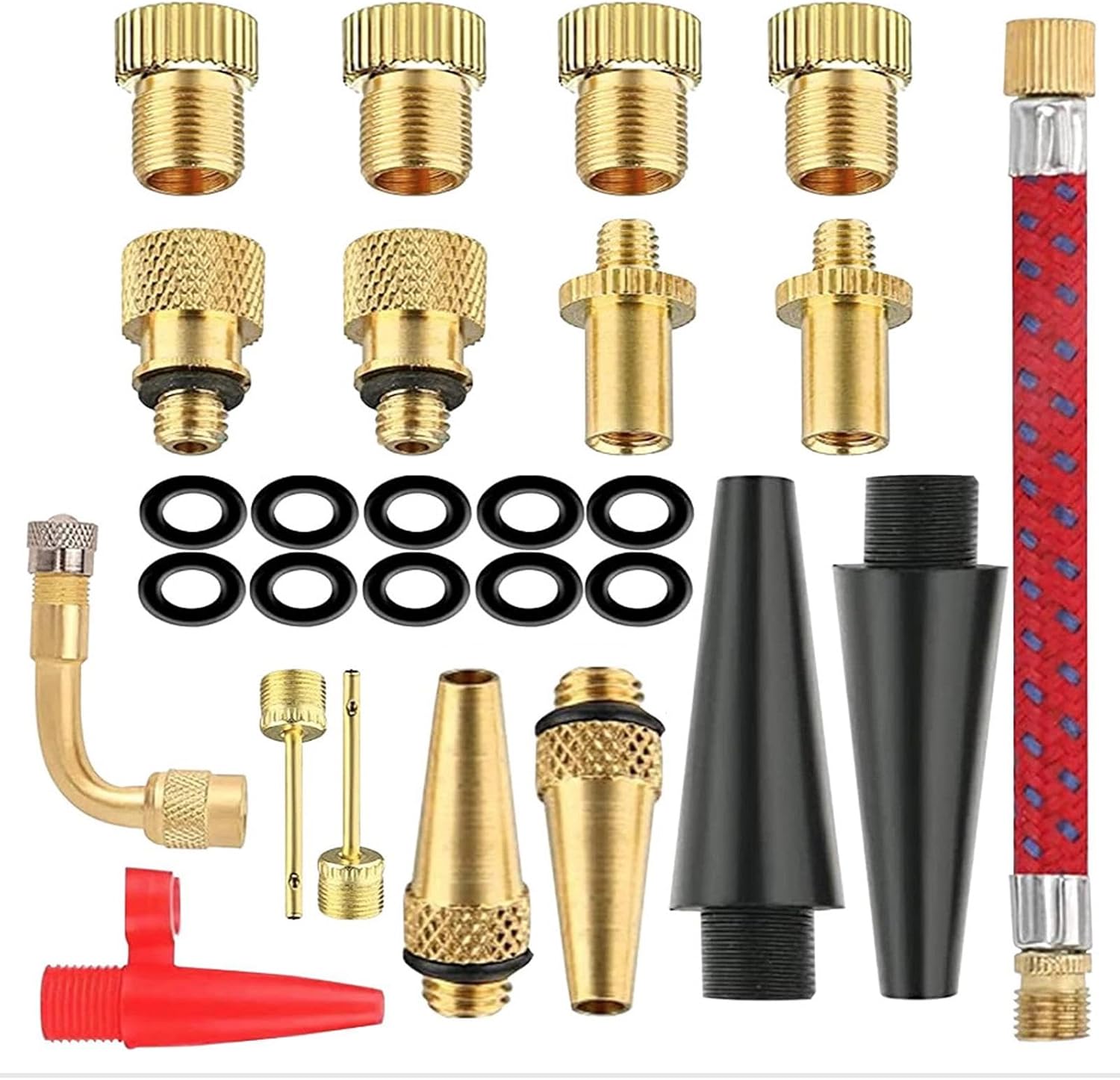 Bike Valve Adapter Kit, 27Pcs Brass Bicycle Pump Adapter with Sorting