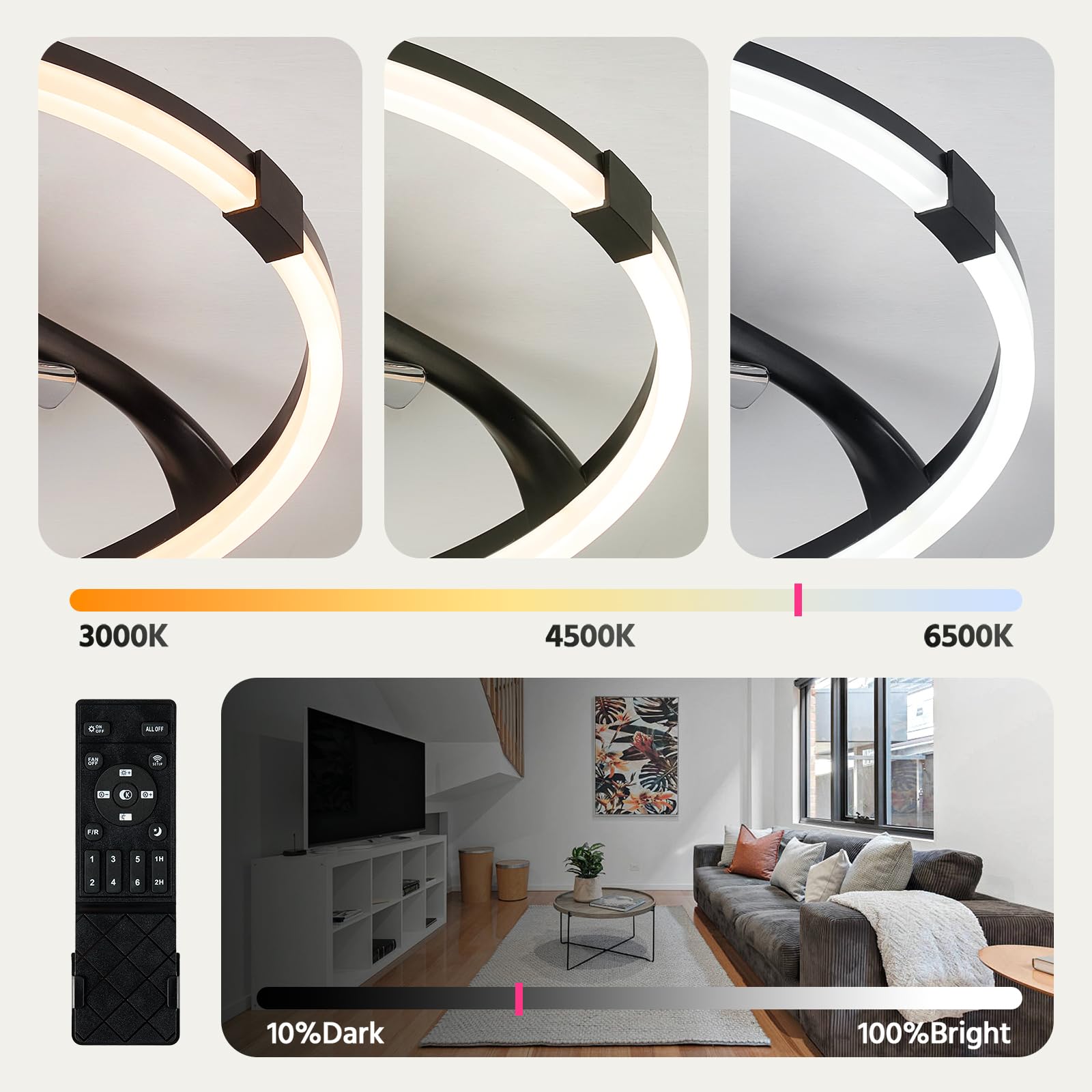 Low Profile Ceiling Fan with Light for Bedroom, Flush Mount Ceiling Fans with Lights and Remote, 19.7'' Modern LED Ceiling Fan, 3000K–6000K Dimmable, 6 Speeds - 5