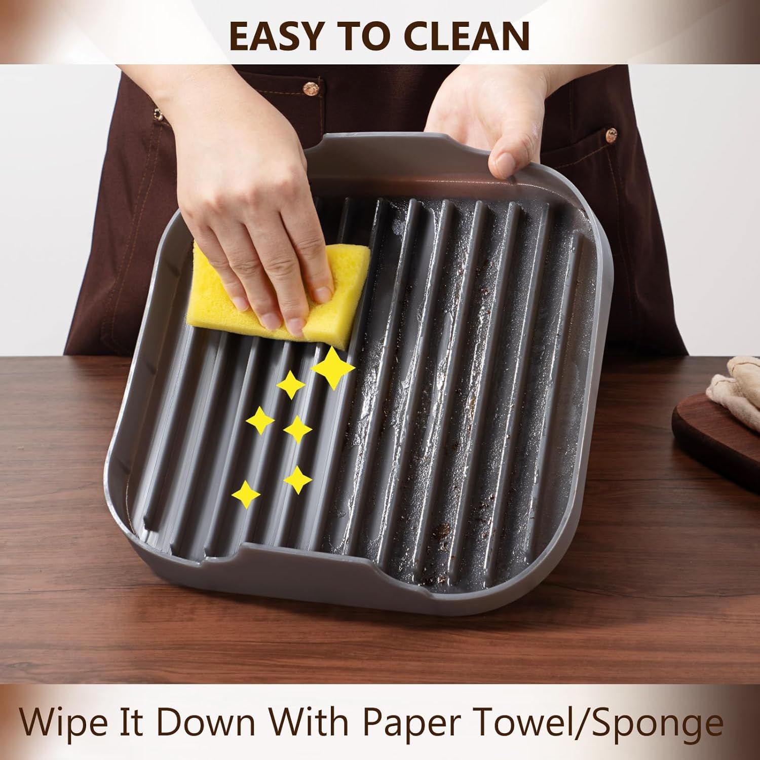 Jillmo Silicone Microwave Bacon Cooker, Large Microwave Bacon Tray, Grey