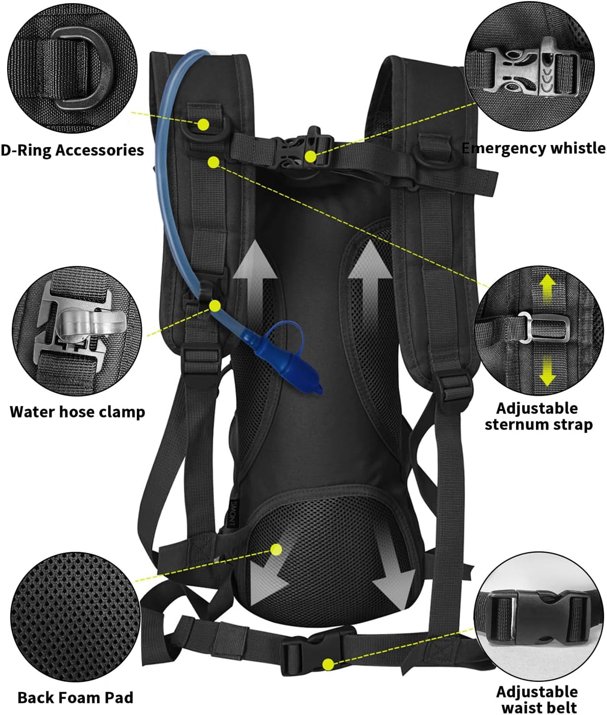 SMONT Tactical Molle Water Hydration Running Backpack - Lightweight with 2.5L Water Bladder for Men Hiking