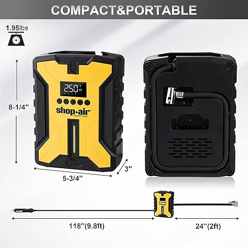 Miniatura 3 de Compresor de aire portátil de 150 PSI, bomba de bicicleta, bomba de aire eléctrica de 12 V CC para neumáticos de automóvil y bicicletas, luz LED