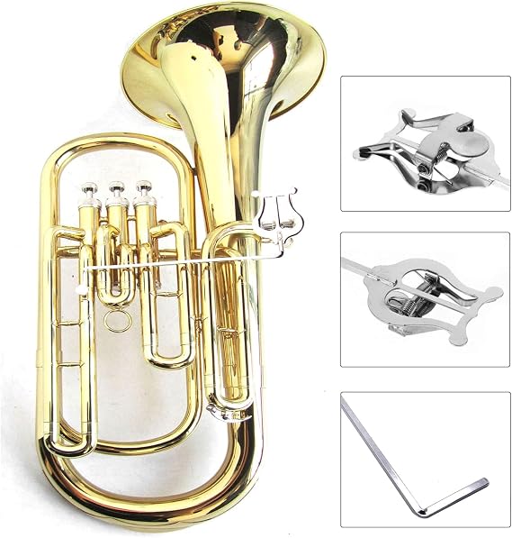 3/4 Vertical Keys Euphonium Marching Clamp-on Lyre Metal Plating Sheet Music Clip 11Inch Length