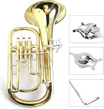 3/4 Vertical Keys Euphonium Marching Clamp-on Lyre Metal Plating Sheet Music Clip 11Inch Length