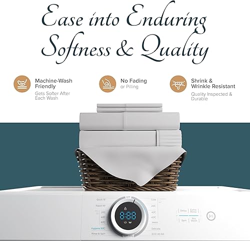 Miniatura 7 de Carressa Linen Juego de sábanas 100% algodón egipcio, tamaño Queen, juego de sábanas de lujo de 1500 hilos de algodón egipcio de 1500 hilos (4