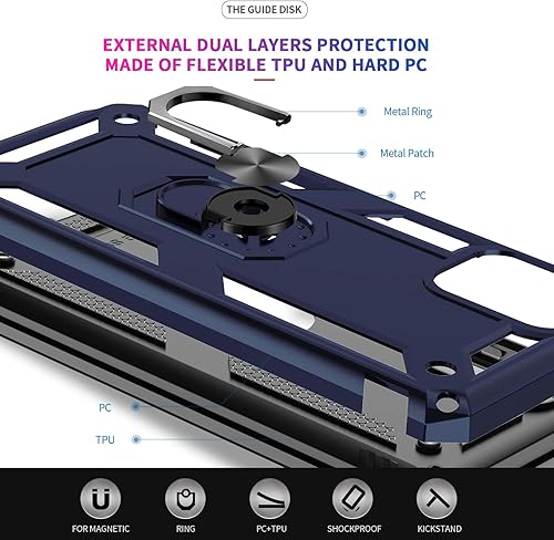 Miniatura 5 de LeYi Funda para Moto G Stylus 2021, Motorola Moto G Stylus 2021 con 2 protectores de pantalla de vidrio templado, funda de grado militar con función