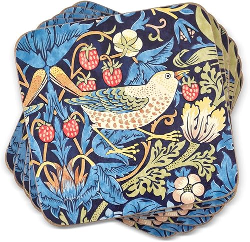Pimpernel Morris & Co Strawberry Thief Blue Coasters - Set of 6