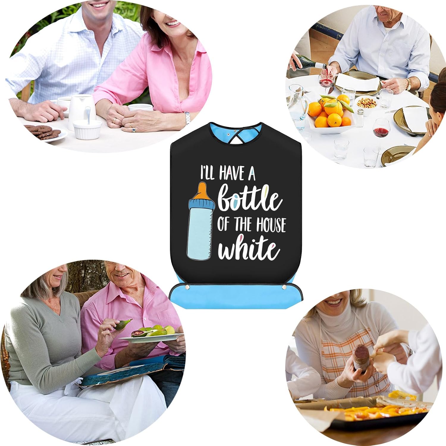 BWWKTOP Funny Feeder Adult Bibs With Crumb Catcher Gag Pranks Bib Adjustable Dining Eating Clothing Protectors For Elderly