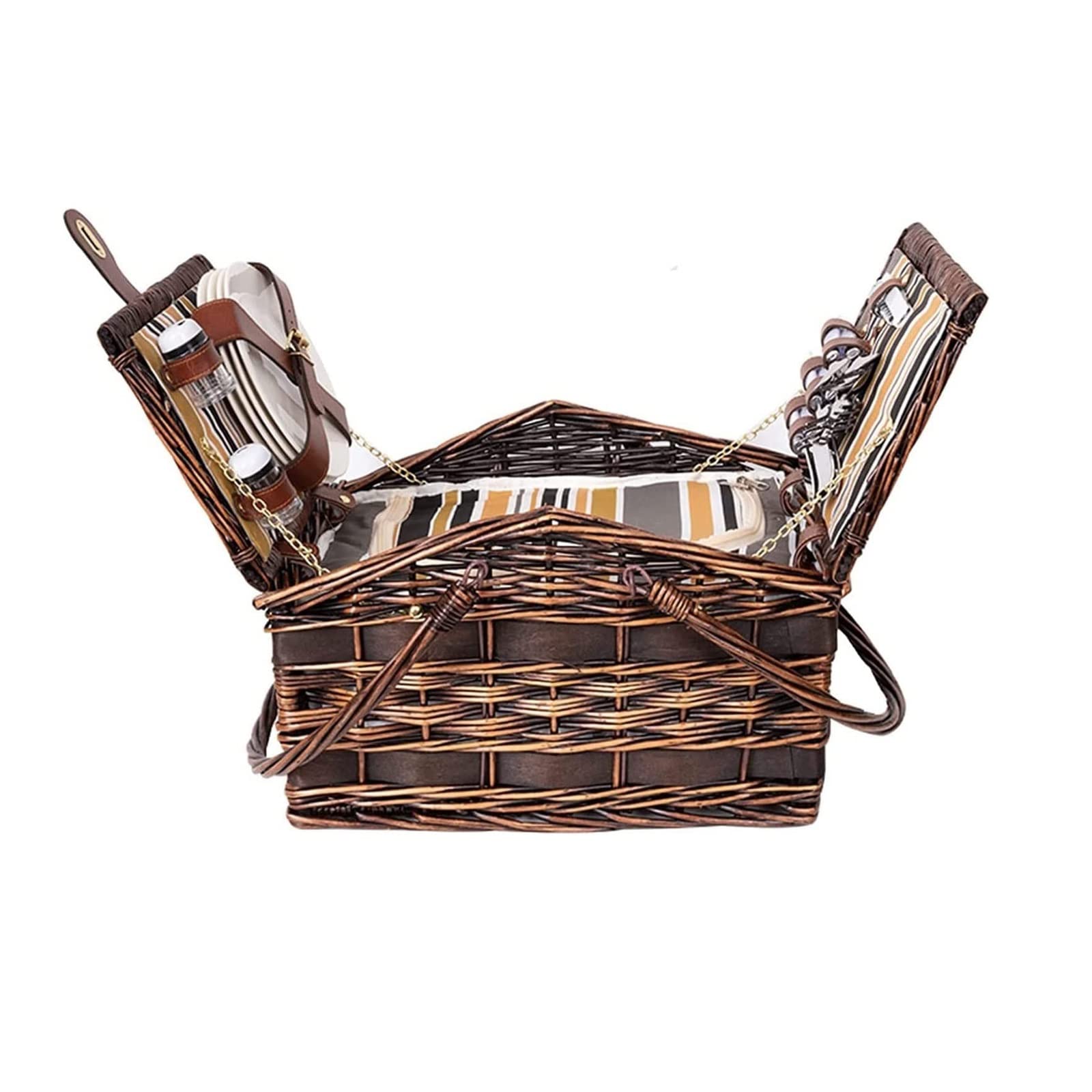 Storage Basket,Wicker Picnic Sets for 4 Persons, Hand Woven Willow Hamper with Utensils Cutlery, Perfect for, Camping