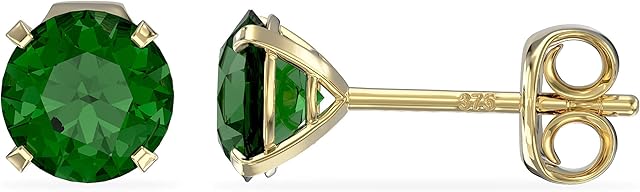Aeon Jewellery Birthstone Stud Earrings | 9ct Yellow Gold & Cubic Zirconia Diamond | Polishing Cloth Included | Gifts for Birthdays & Special Occasions for Women | 4 Pronged Stone