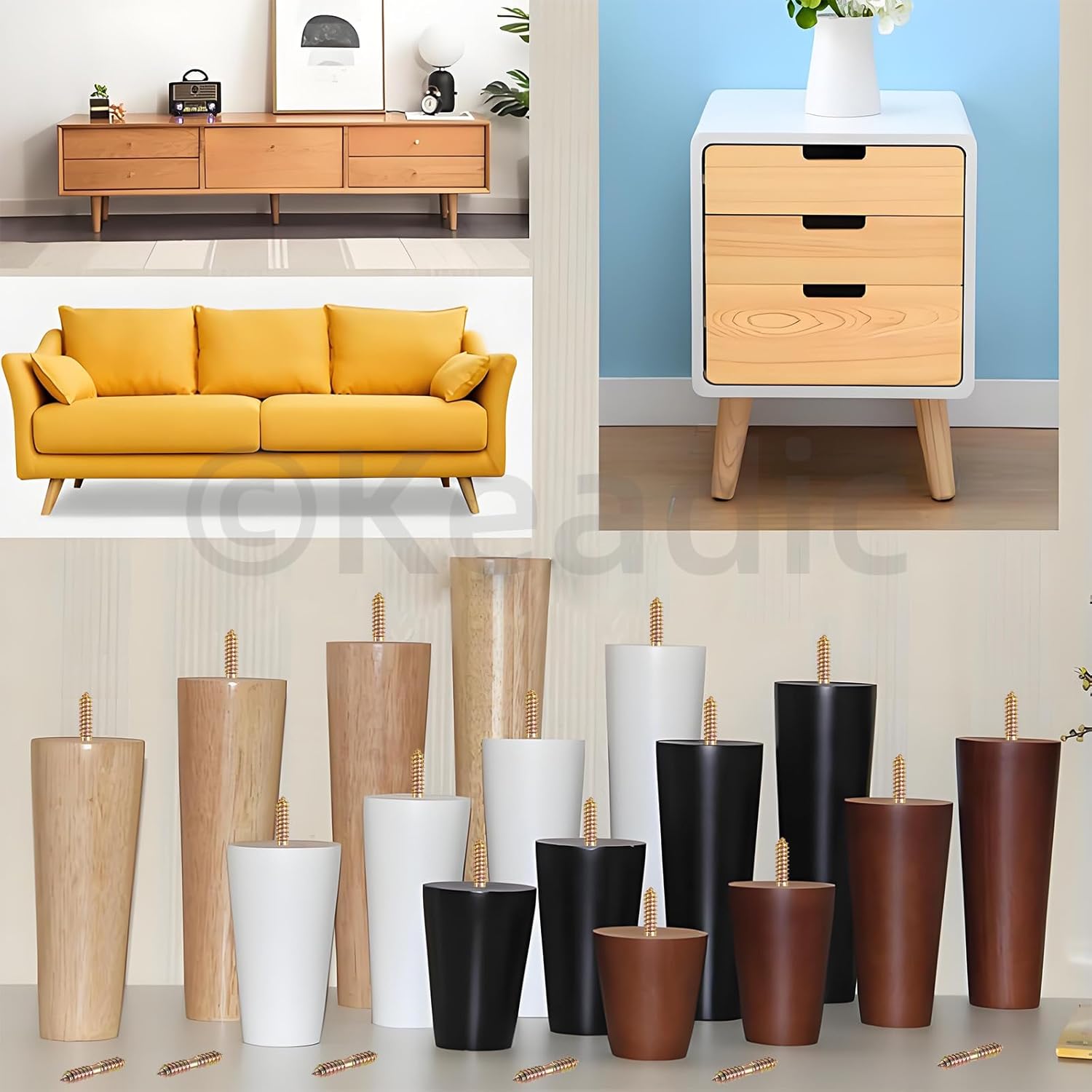 Keadic 80Pcs Double Headed Bolts, Zinc Plated Dowel Screws, M6 M8 Double Ended Screws Double Ended Rod Connector, Self-Tapping Thread Screw Wood to Wood Dowel Screw Connecting Wood for Furniture