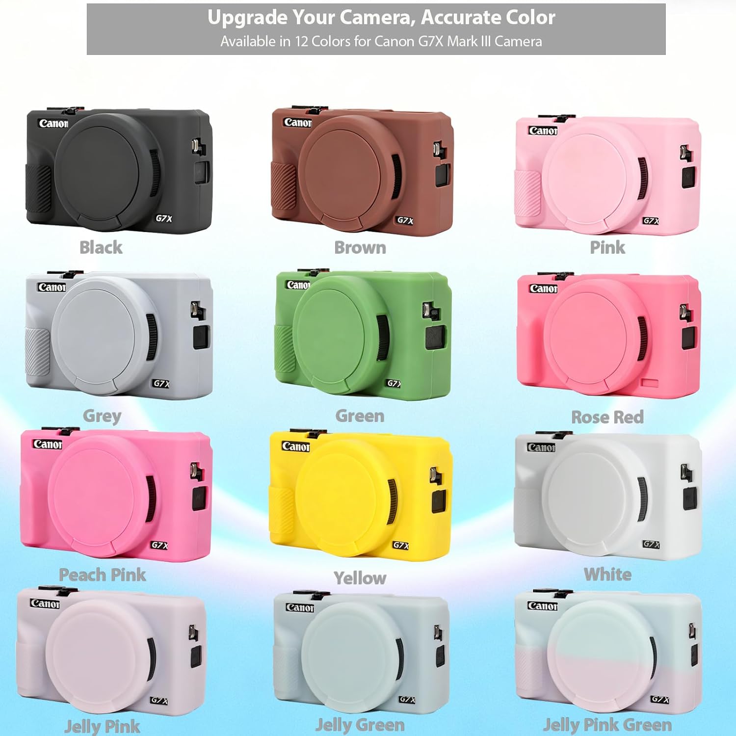 Case for Canon G7X Mark III Camera, Soft Silicone Protective Case, Slim Fit Sleeve with Removable Lens Cover and Screen Protector Accessories, Lightweight, Anti-Scratch (Jelly Green) - Image 7