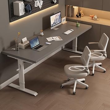 FORRTY Manual Rising Desk, Computer Desk, Elevation Type Gaming Desk, PC Table, Study Desk, Hand Crank Lifting Rod, Height Adjustable, 27.8 - 38.6 inches 68 - 98 cm, Top Board 1.3 inches 32 mm