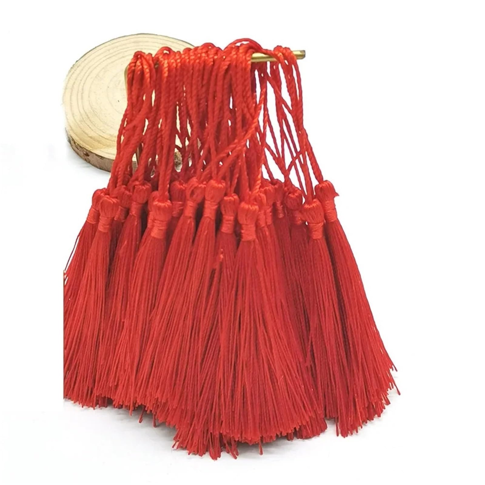 Mini Tassels 500Pcs Silky Tassels Soft Craft Mini Tassels Fringe Trim for Sewing Jewelry Making DIY Gift Tag Projects Bookmarks for Crafts(12 red)