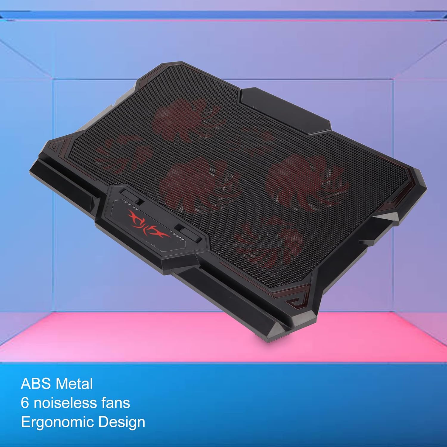 Laptop Cooler Ultra Thin USB Powered Laptop Cooling Pad Speed 6 Noiseless Fans with LED Screen for 12in to 17.3in Laptops