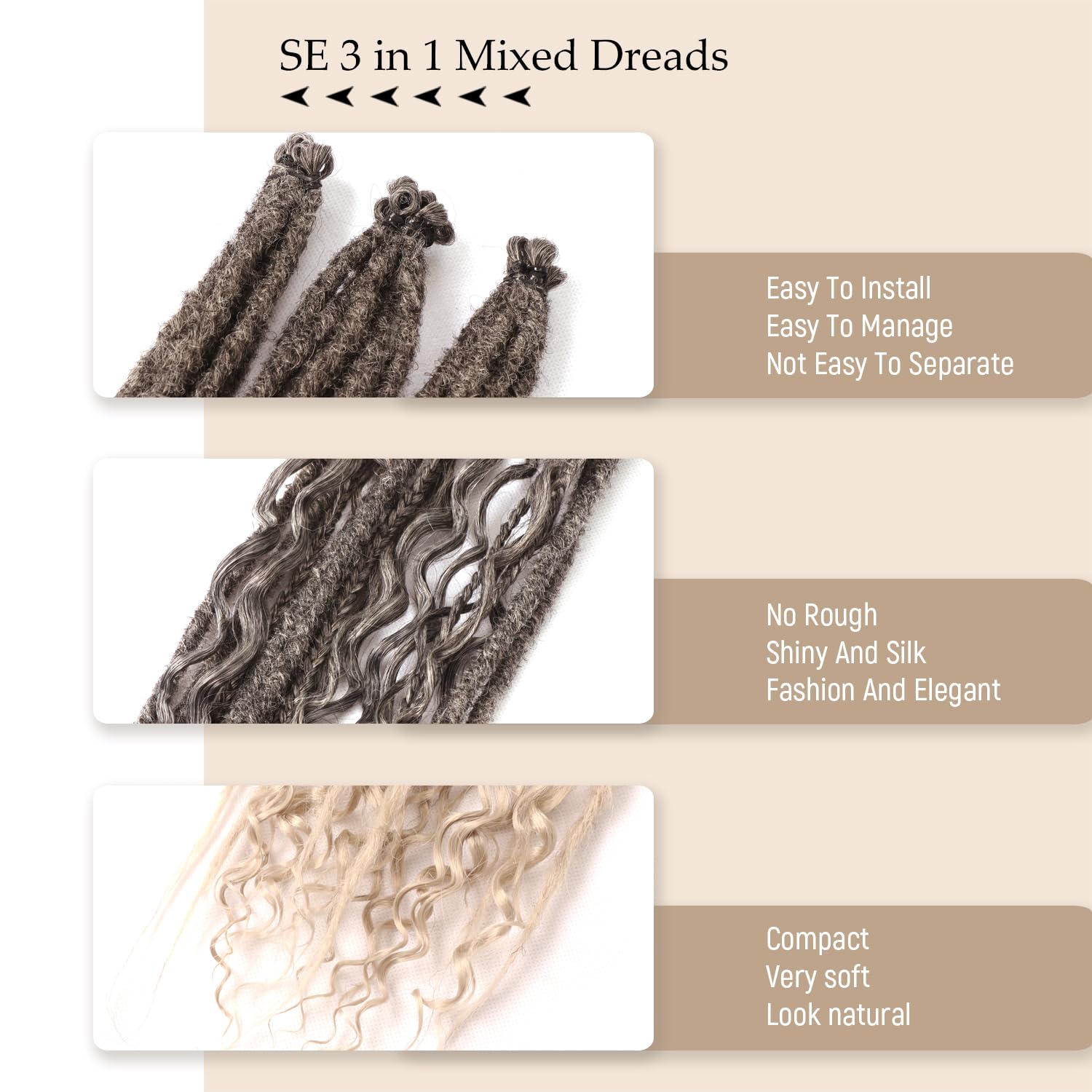 24 Inch Synthetic Dreadlock Extensions Hippie Single Ended Dreads 0.6 cm Width Loc Extensions Reggae Style Crochet Hair for Women (T1B/Grey - Image 4