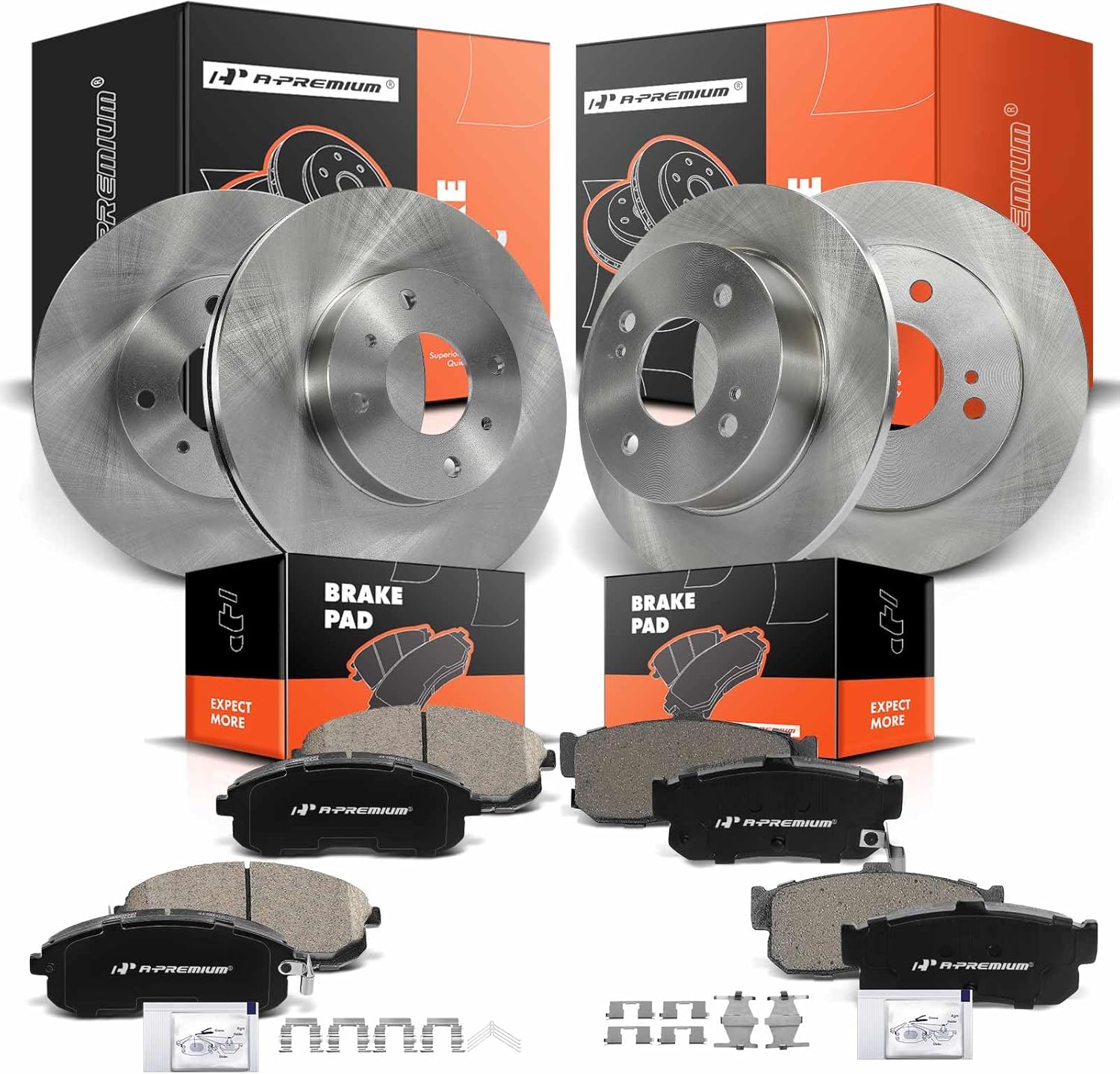 A-Premium Front & Rear Disc Brake Rotors and Ceramic Pads Kit & Wheel Bearing and Hub Assembly Compatible with Nissan Altima 1993-2001, Sentra 2000-2001 & Infiniti G20 1999-2001, 12-PC Set