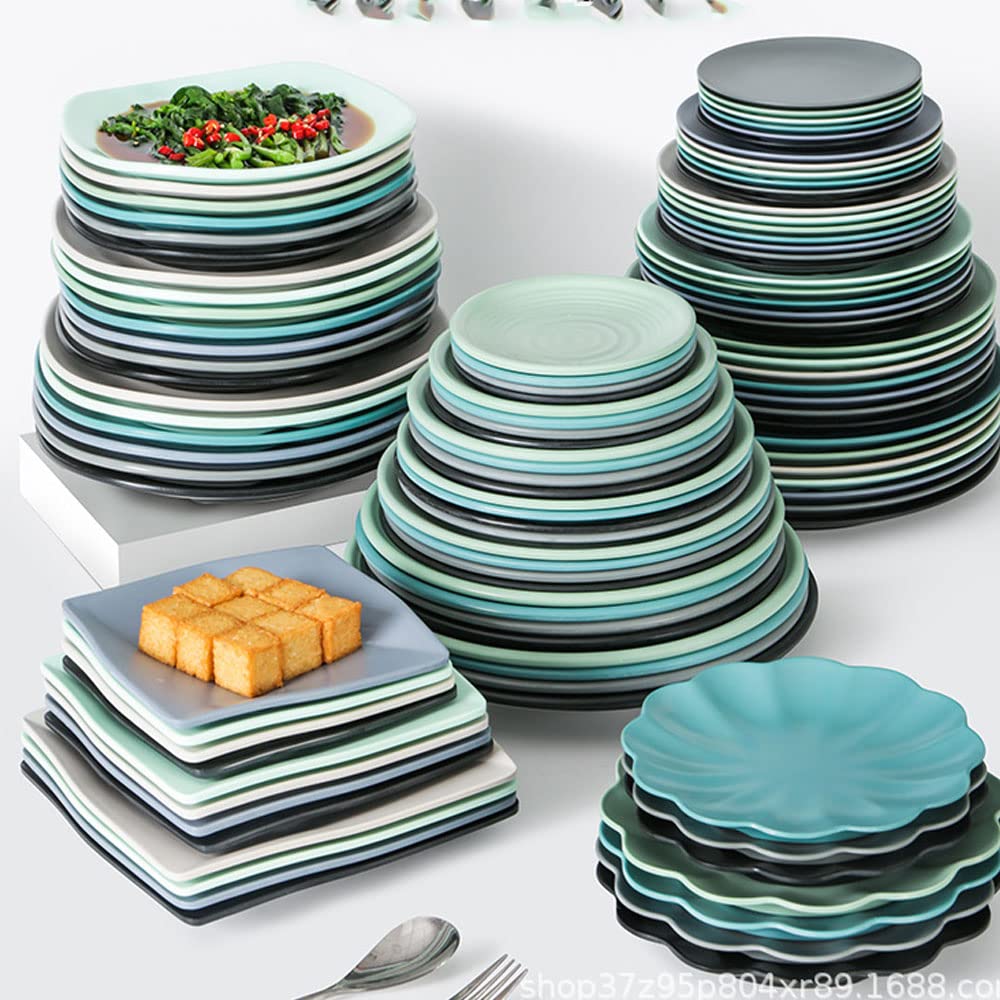 Ensemble D'assiettes En Plastique 4 Grandes Assiettes Réutilisables, Allant Au Micro-Ondes Et Au Lave-Vaisselle, Assiettes En Plastique Robustes Incassables,11