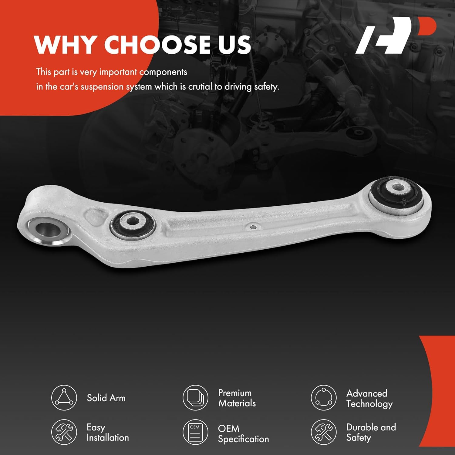 A-Premium Front Right Forward Lower Control Arm, with Bushing, Compatible with Audi A8 Quattro 2011-2018, S8 2013-2018