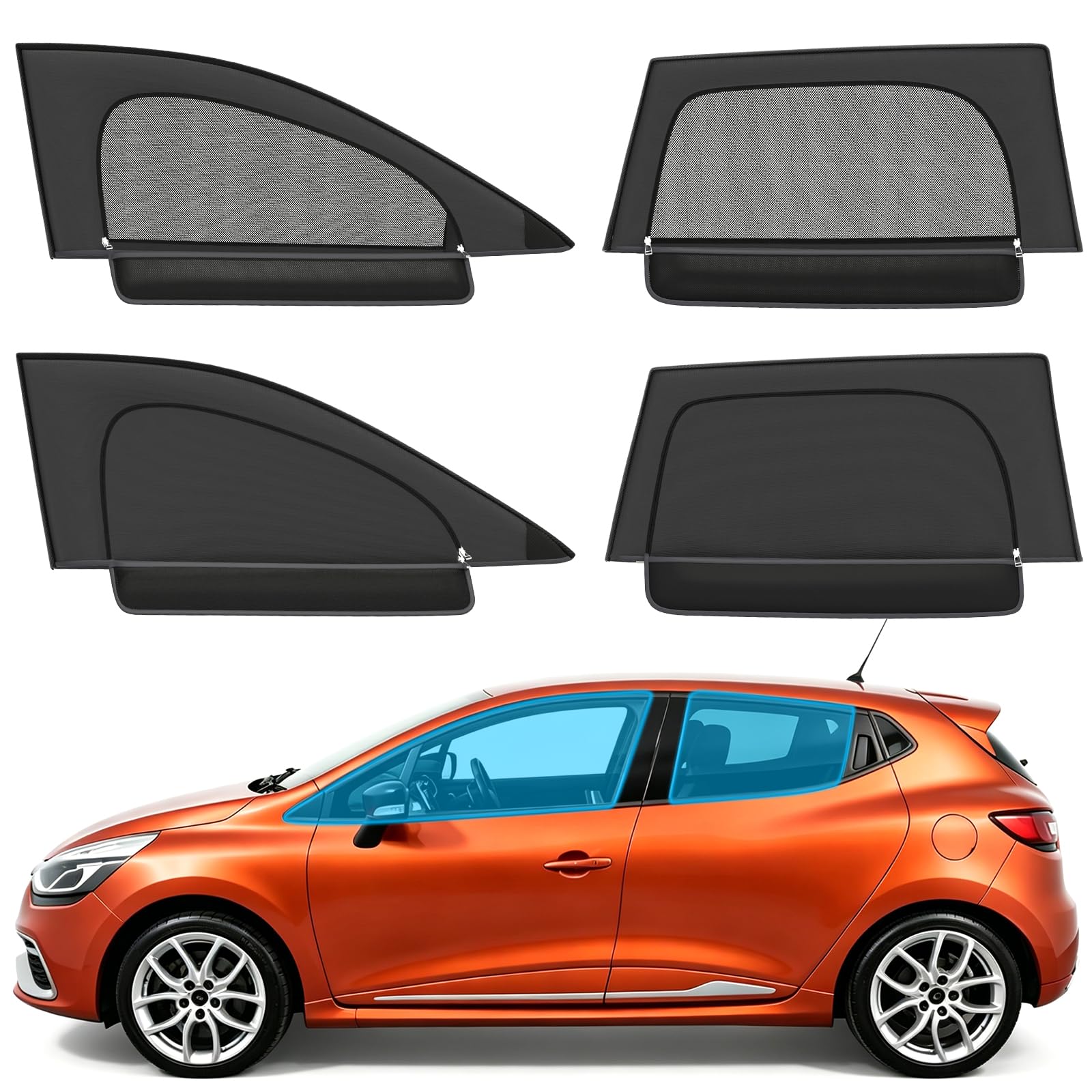 Zanzariera per finestra laterale per Mercedes Renault Clio 2019, zanzariera per finestrini auto, protezione solare monostrato, per Renault Clio 2019