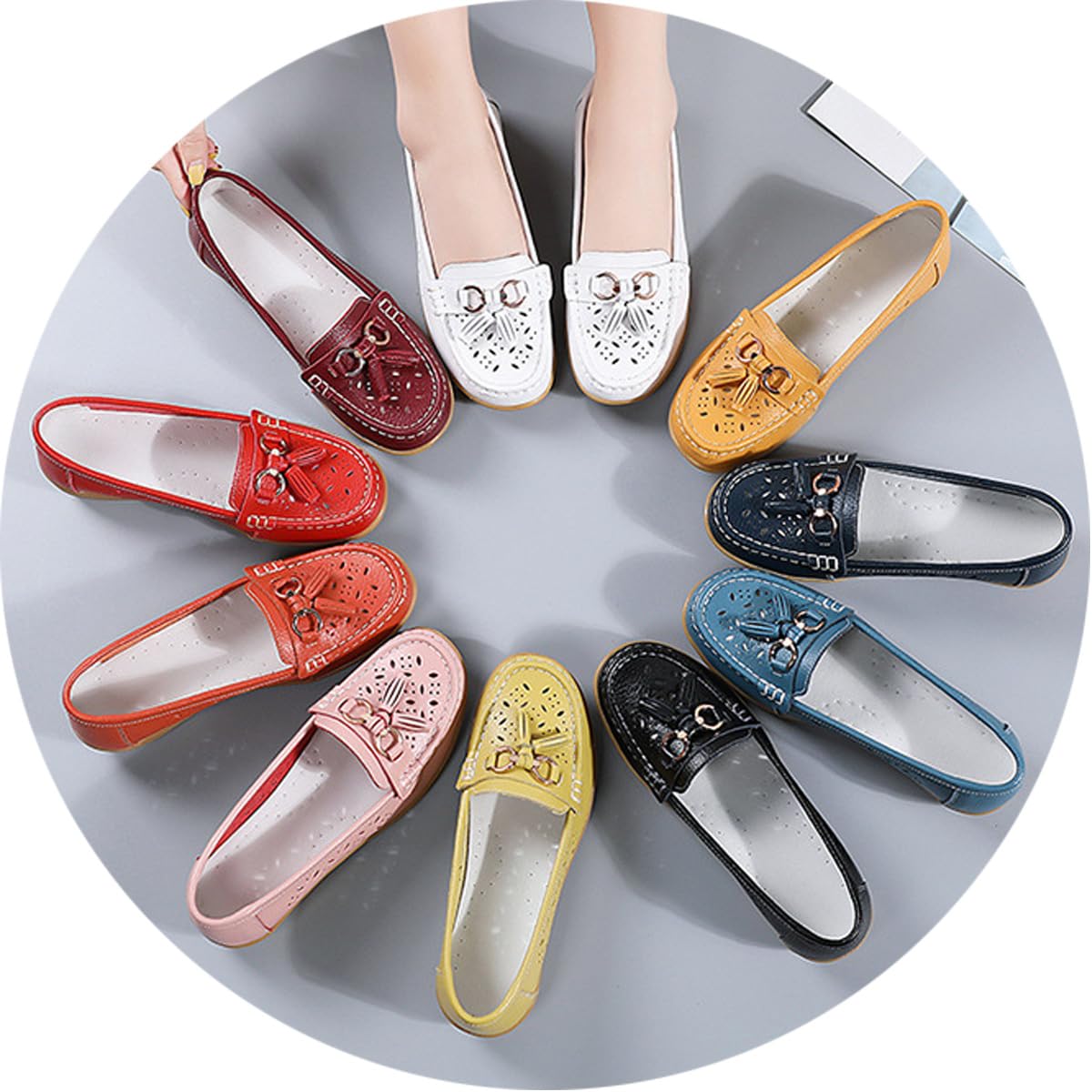 Mocassins orthopédiques pour femme en cuir respirant, mocassins d'été à enfiler confortables pour le travail, la marche