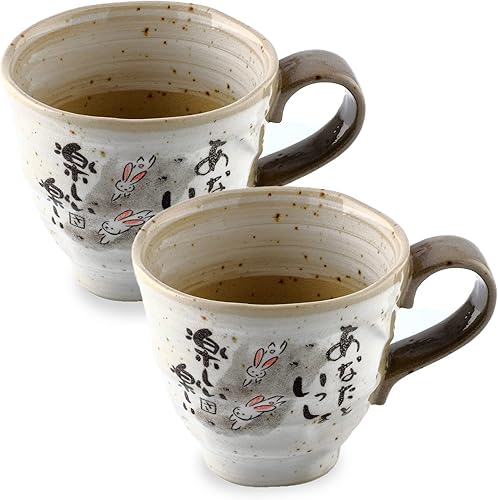 Miniatura 9 de Mino Ware Japanese Coffee Mug Set of 2, Japanese Tea Cups, Jizo Statue Design, 8.8 oz, Handmade Ceramic Coffee Mug