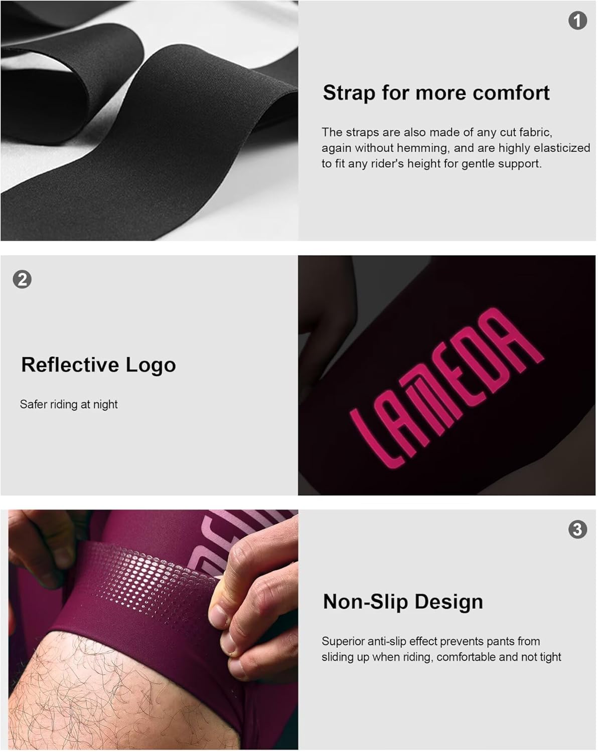 LAMEDA Bike Bibs Shorts Women Padded Cycling Bibs High Waisted with Padding Breathable Bicycle Shorts for Biking Road - Image 5