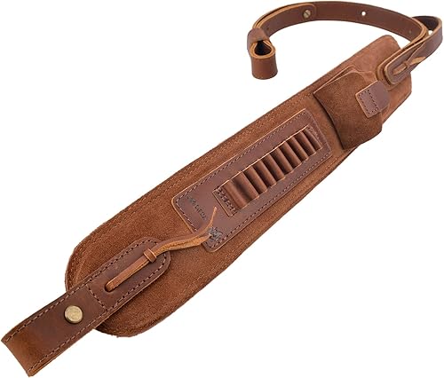 Miniatura 6 de Soporte de munición de cuero de grano superior, escopeta para rifle, correa ajustable para pistola de caza con giros