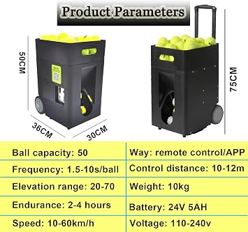 Tennis Ball Machine,Automatic Portable Tennis Ball Launcher,Serving Machine For Tennis,Tennis Pitching Machine For All Level Players,With App/Remote Control
