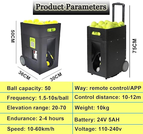 Tennis Ball Machine,Automatic Portable Tennis Ball Launcher,Serving Machine For Tennis,Tennis Pitching Machine For All Level Players,With App/Remote Control