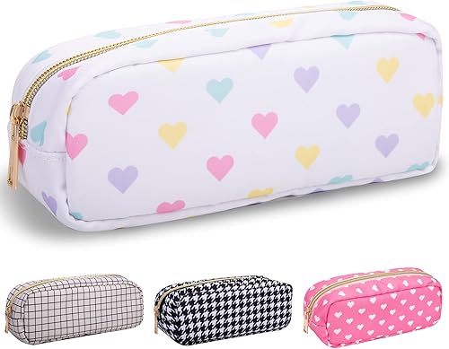 Miniatura 58 de izuzta Bolsa de maquillaje pequeña de nylon, linda bolsa preppy, bolsa con cremallera para cosméticos, Beige, Chico