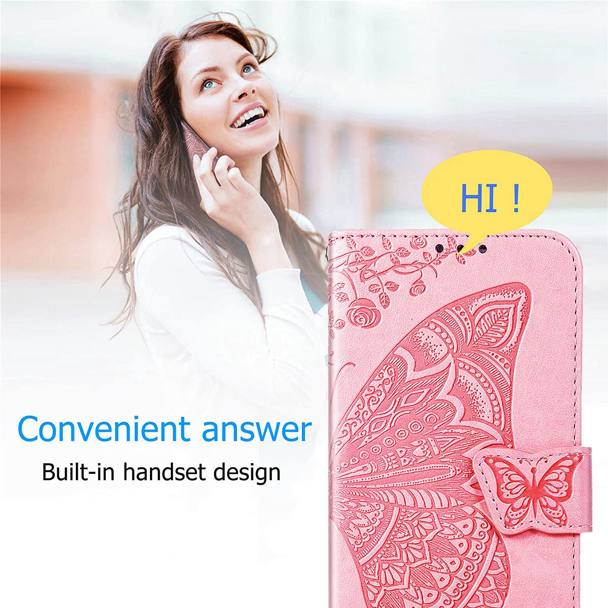 Betterfon Custodia A Portafoglio Per Realme C11 (2021) – Fiori Oro Rosa, Chiusura Magnetica, Funzione Stand