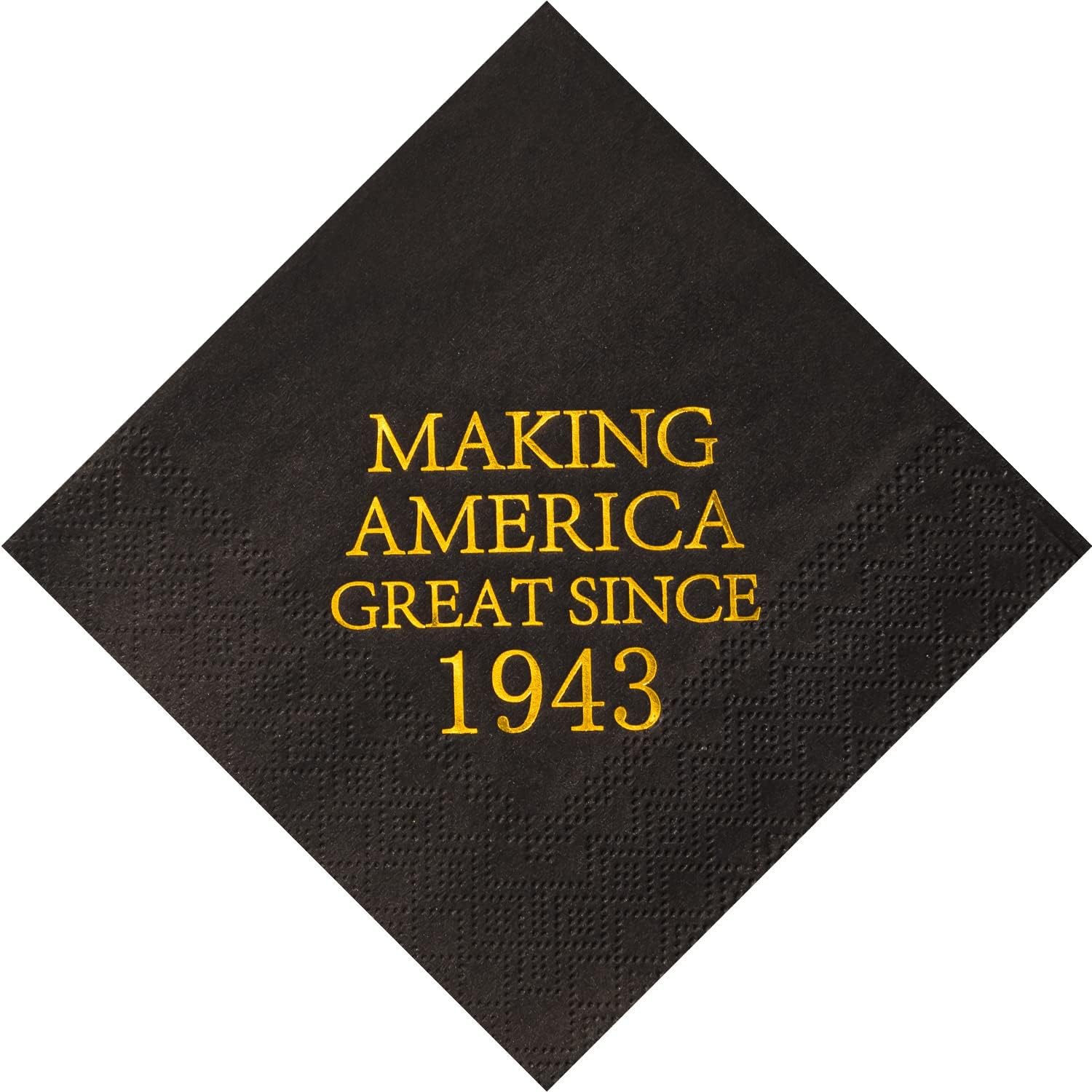 Crisky 80th Birthday Disposable Napkins Black and Gold Dessert Beverage Cocktail Cake Napkins 80th Birthday Decoration Party Supplies for Man Making Great Since 1943, 50 Pack 4.9"x4.9" Folded