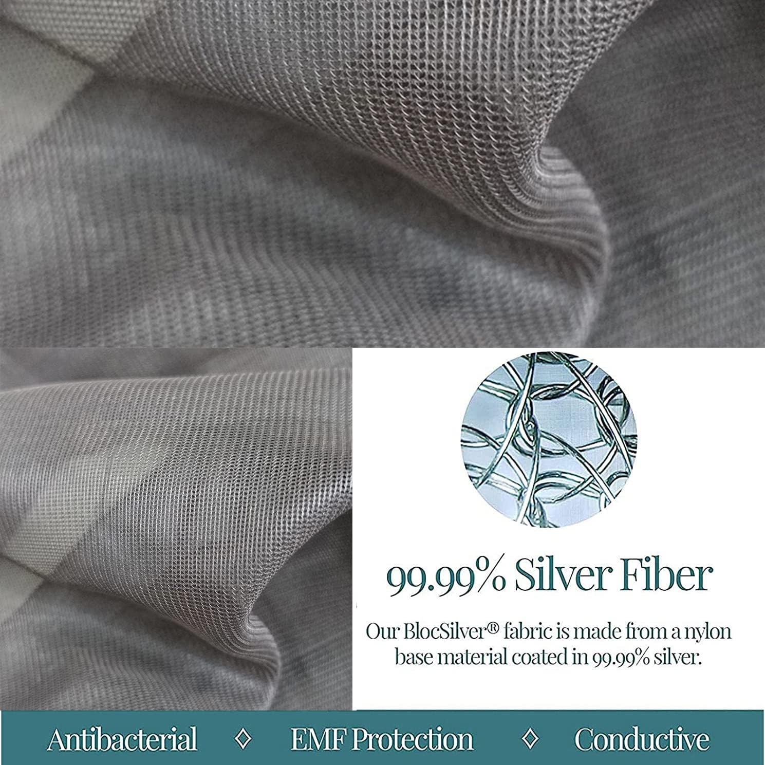 100% Pure Silver Fiber Anti Radiation Fabric Conductive EMF/RFID/EMI/RF Anti Radiation Electro Conductive Fabric for Maternity Dress Wallet Credit Card Anti-Theft Signal Blocking,59in*52in