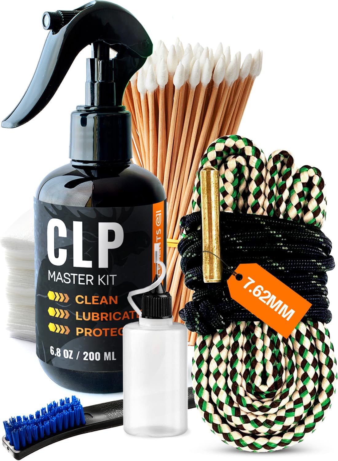 Gun Cleaning Oil Kit 3-in-1 Cleans, Lubes, Protects - 6.8 Oz. Sprayer Gun Cleaner and Lubricant, Needle Oiler, Cleaning Patches, Cleaning Swabs and Brush - Gun Oil and Cleaning Kit