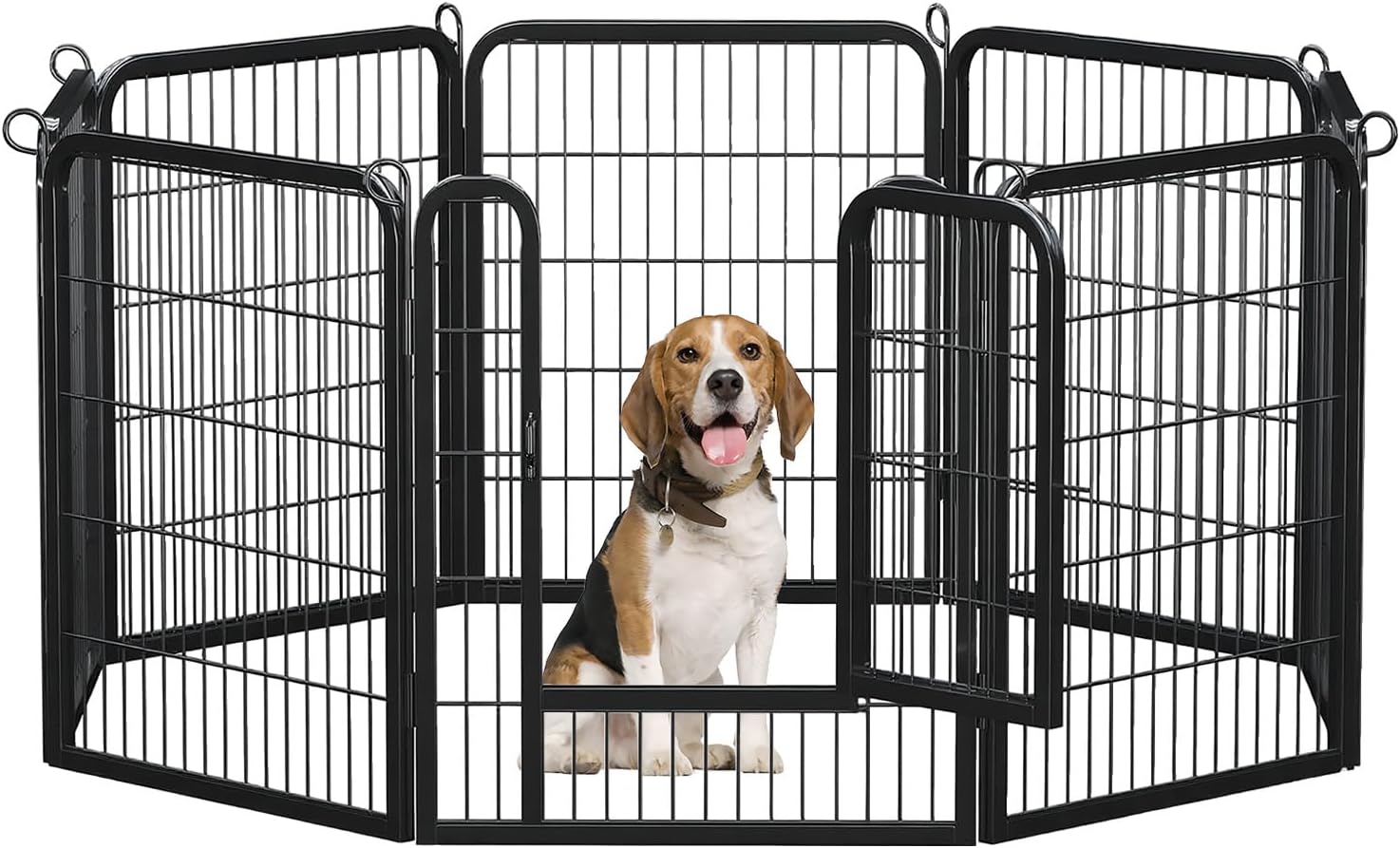Dog Playpen - 32 Inch 8 Panels Thick Pipe Anti-Rust Metal Pet Fence, Portable Heavy Duty Dog Pen for Indoor Outdoor Use, Ideal for Medium and Large Dogs, RV Camping, Yard, Garden, Black