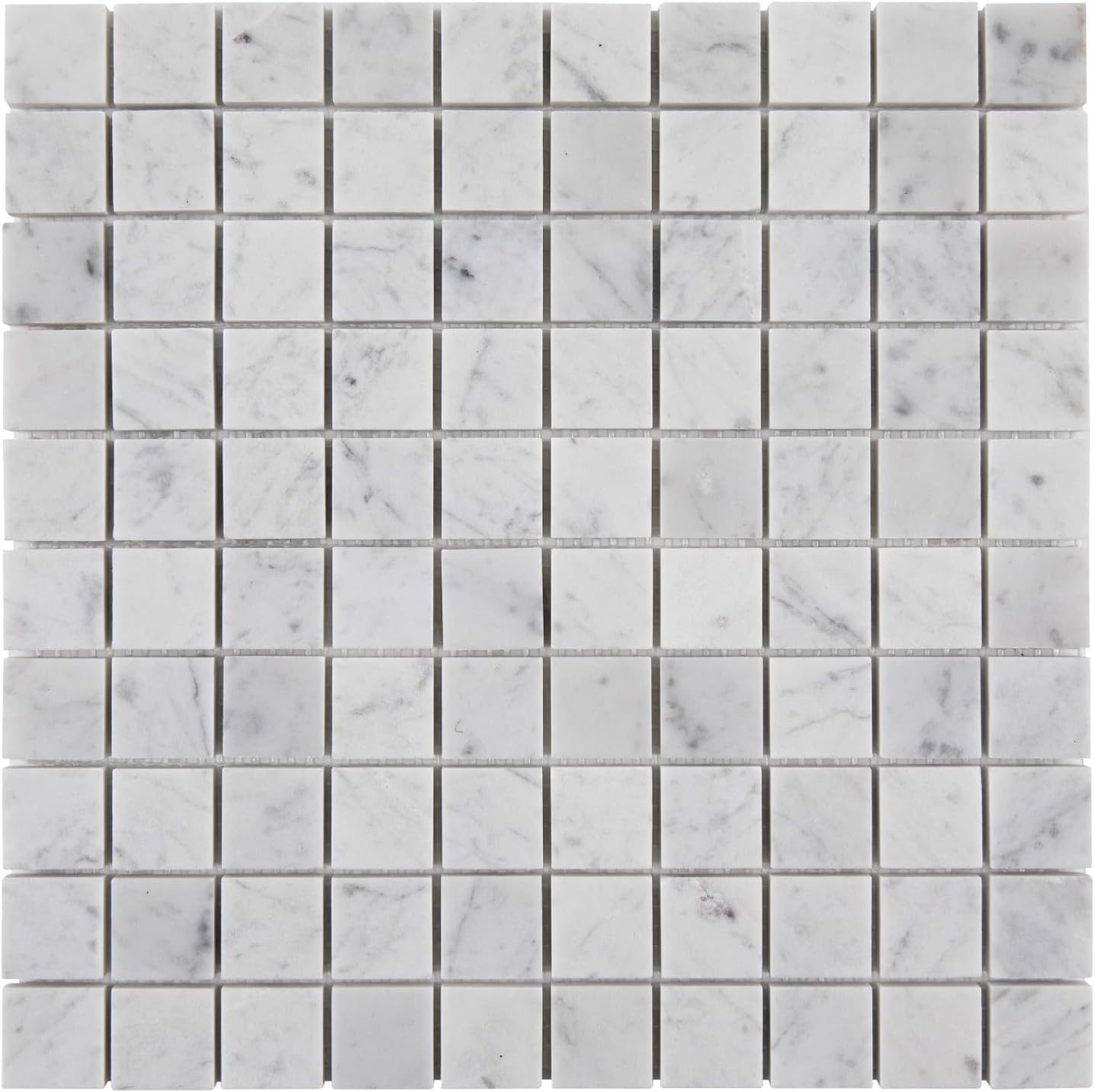 Diflart Carrara White Marble Mosaic Tile, Marble Backsplash Tiles for Kitchen Bathroom Wall Floor, Pack of 5 Sheets (White Carrara Honed, 1 Inch Square)