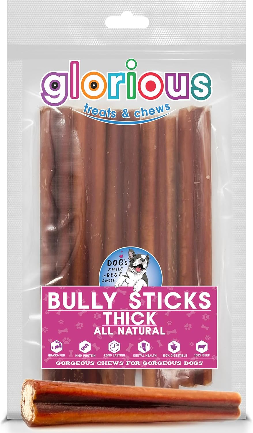 Premium Thick Bully Sticks for Dogs 15 cm, 10 Count AllNatural