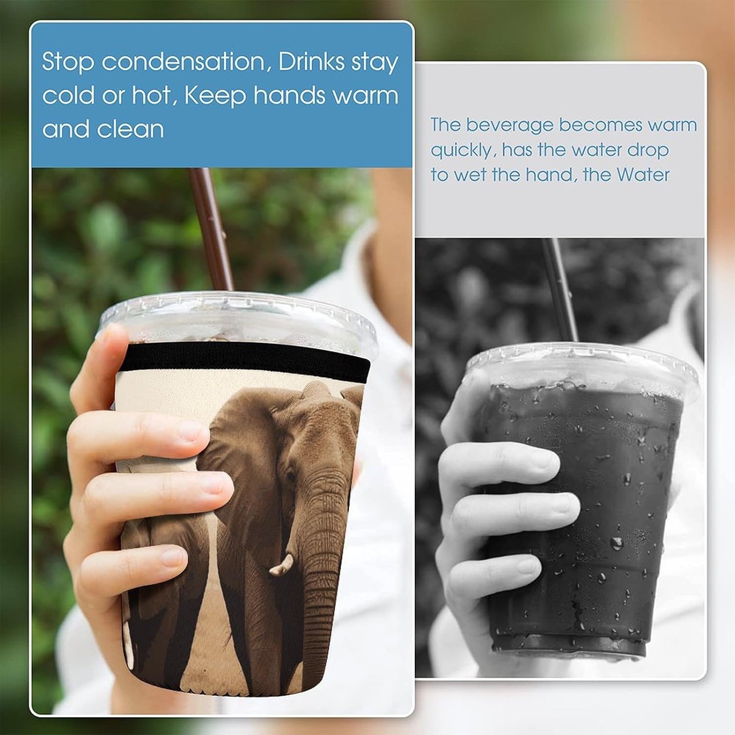3 Pack Neoprene Cup Sleeves, Stretchy Reusable Drink Cup Cover Universal