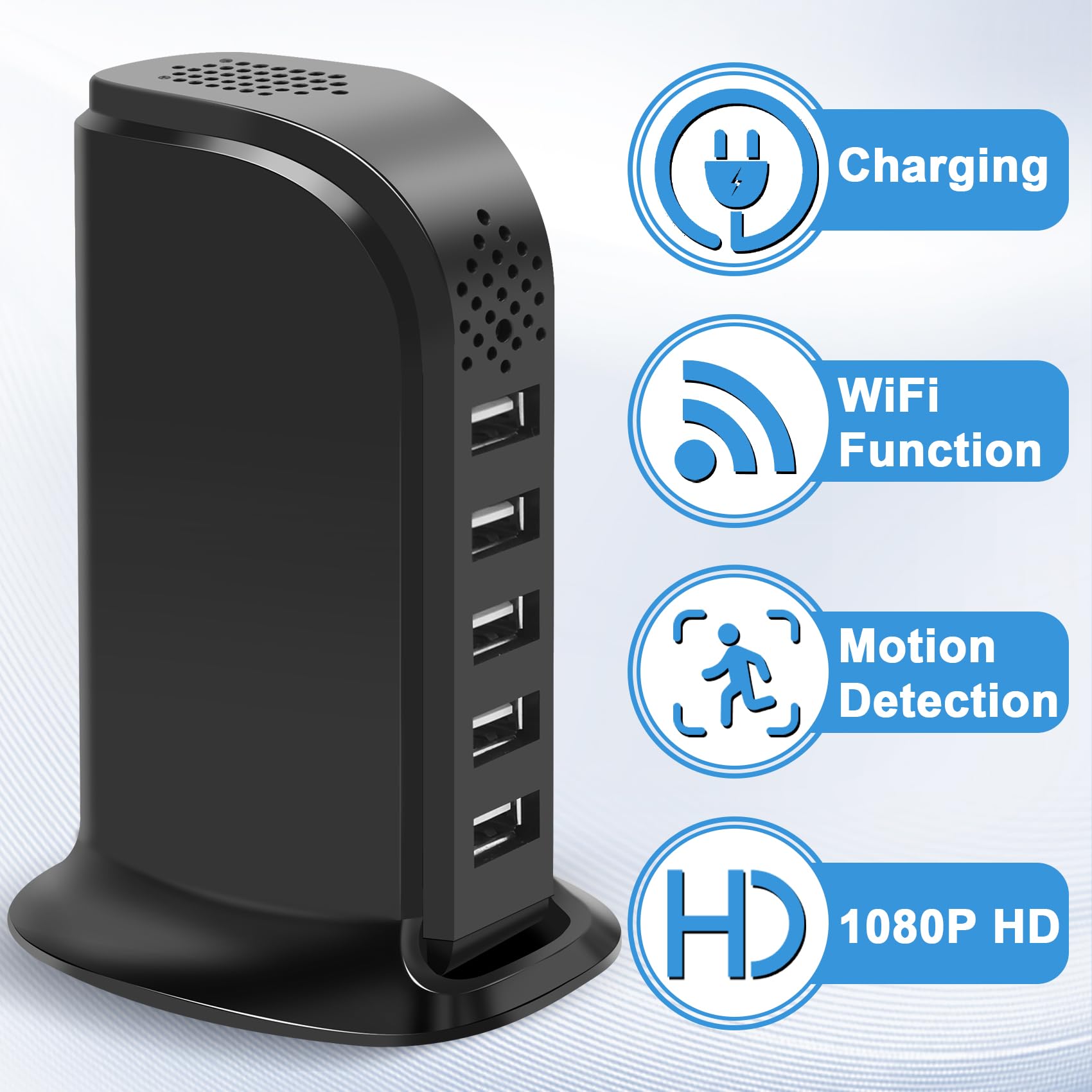 Bezprzewodowa ładowarka USB kamera z wykrywaniem ruchu, kamera bezpieczeństwa w domu | Rejestrator wideo 1080P, bezprzewodowa mała kamera dla zwierząt domowych i bezpieczeństwa domowego, aplikacja na telefon