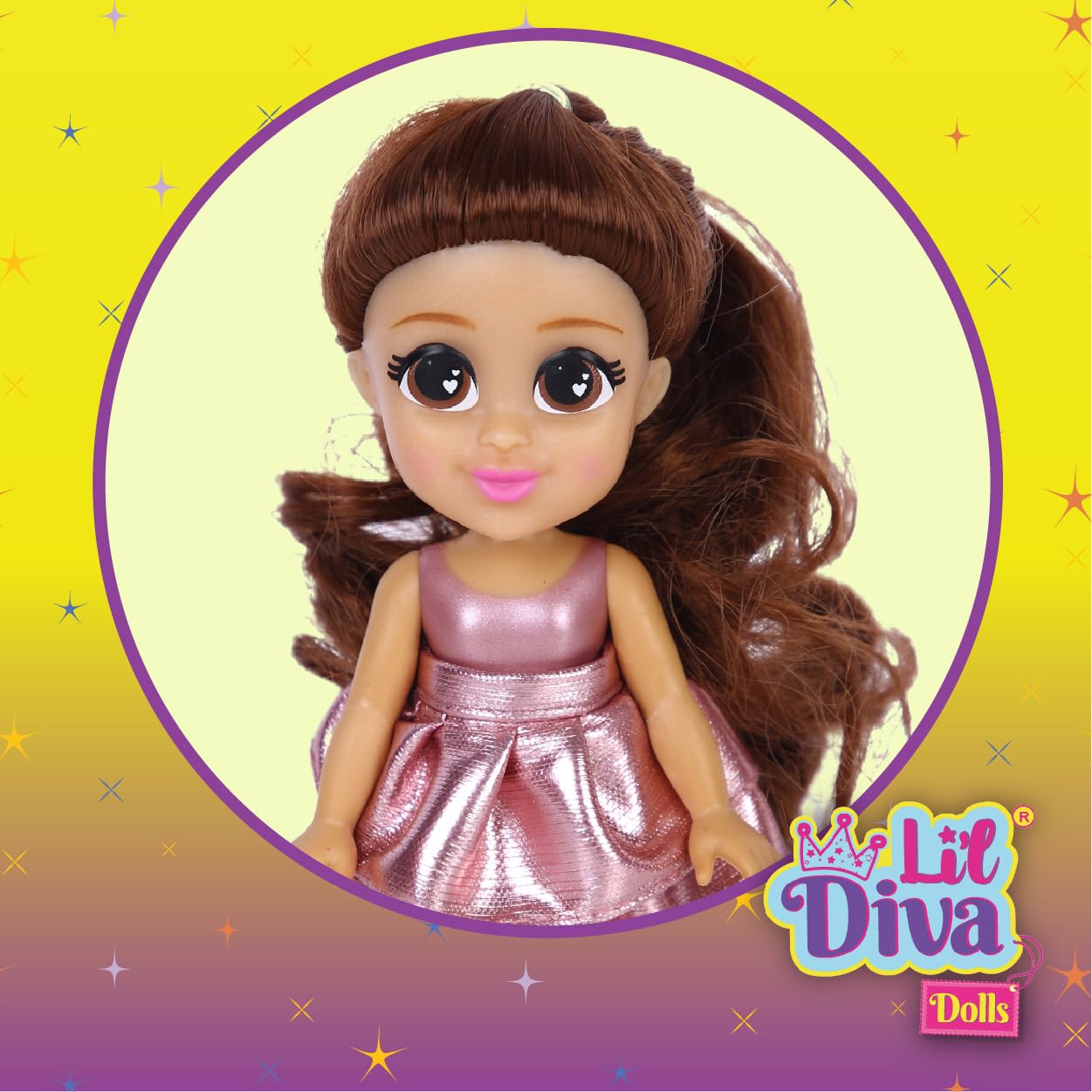 Lil Diva Dolls 6" Glam Girl Jazzelle Doll for Girls|Soft Movable Body with Realistic Features|Birthday Gift for Kids 3+ Years|Early Learning Toy for Girls|Ideal Gift for Birthdays & Special Occasions 3