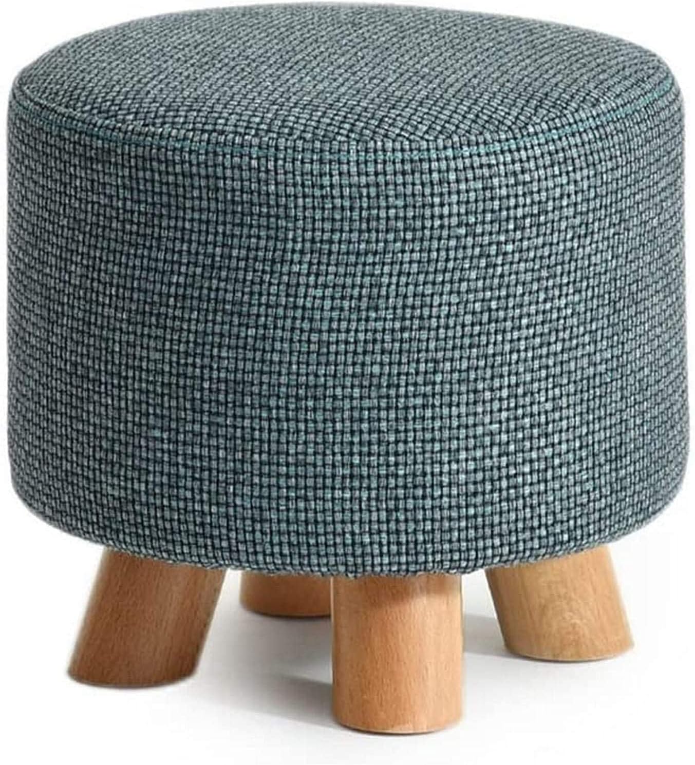 Solid Wood Folding Footstool with Round Upholstered Seat Purple Low Stool for Sofa Footrest Small Seat and Foot Rest Chair