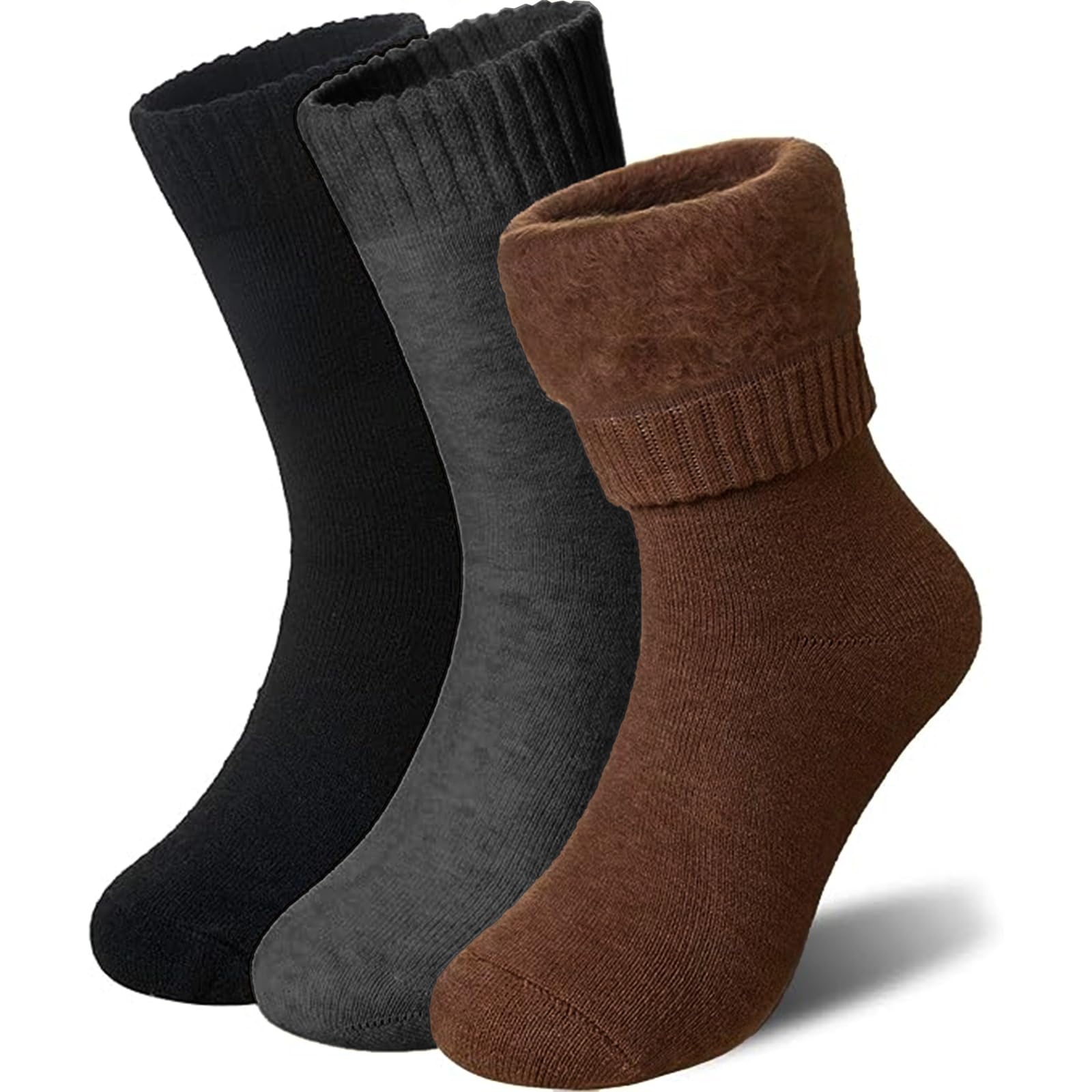 KASLCWA 3 Pairs Thermal Socks, Thermal Socks for Men Women, Thick Warm Winter Sock Men for Walking Hiking, Cozy Heavy Comfy Socks